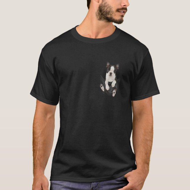 Dog Lovers Gifts Boston Terrier In Pocket Funny Do T-Shirt (Front)