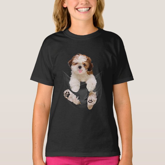 Dog Lovers Gifts Shih Tzu In Pocket Funny Dog Face T-Shirt (Front)