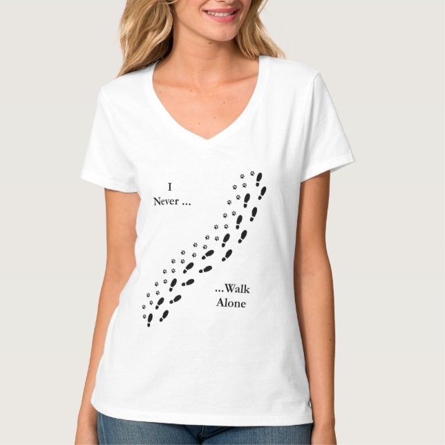 Dog Lover's I Never Walk Alone Pawprint T-Shirt (Front)