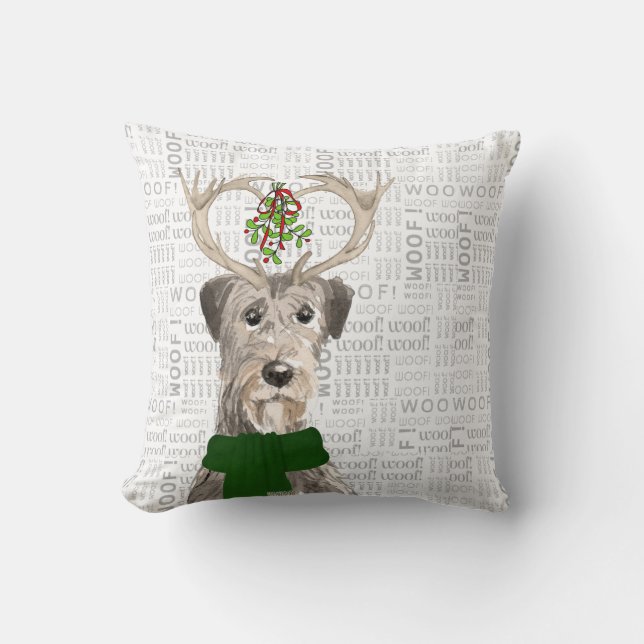 Dog Lover's Irish Wolfhound Christmas Cushion (Front)