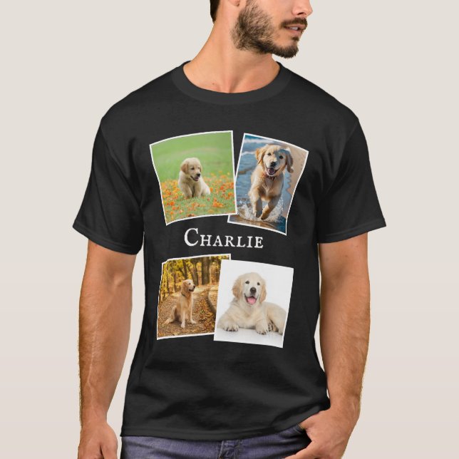 Dog Lover's Multi Photo Pet Collage Custom T-Shirt (Front)