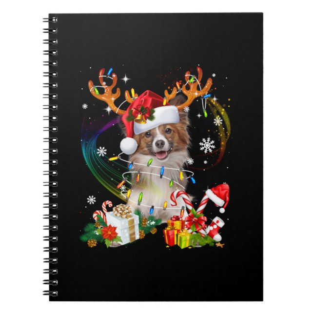 Dog Lovers | Papillon Christmas Present Notebook (Front)