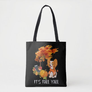 Dog Lovers | Papillon It's Fall Y'all Tote Bag