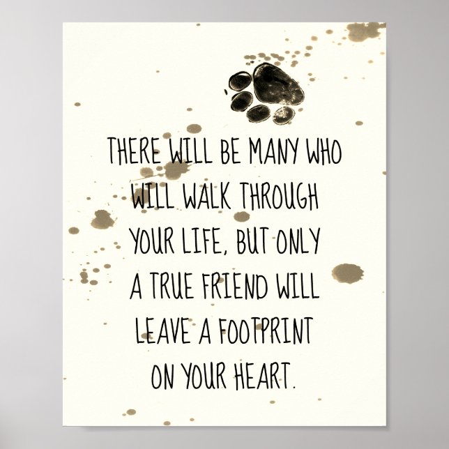 dog lovers quote poster paw print design (Front)