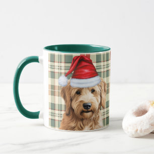 Dog Lover's Red Green Plaid Goldendoodle Holiday Mug