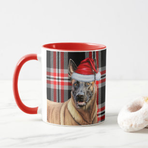 Dog Lover's Red Plaid Belgian Malinois Holiday Mug