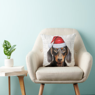 Dog Lover's Smooth Coat Dachshund Christmas Cushion