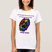 Dog lover's t-shirt many paws rainbow pawprint