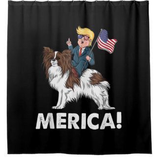 Dog Lovers | Trump Riding Papillon Merica Shower Curtain