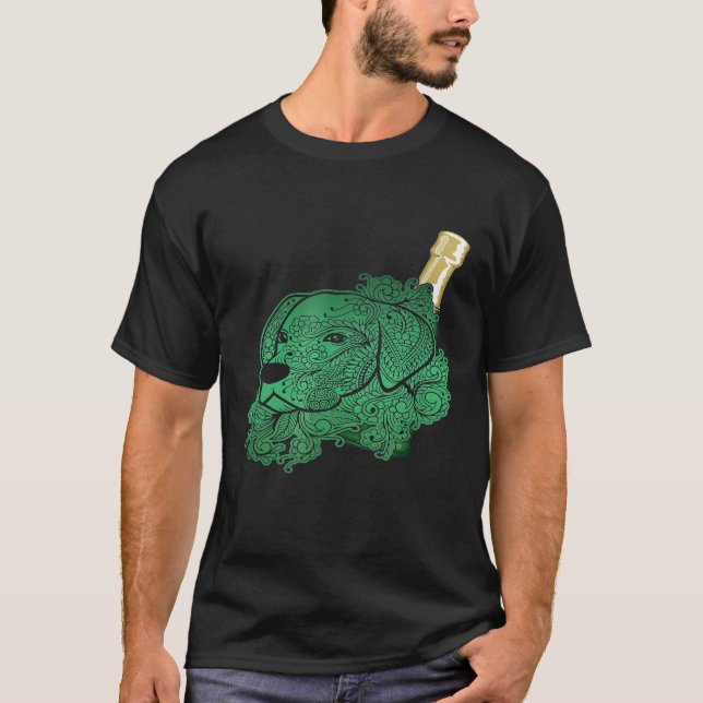 Dog Lovers Wine Bottle Animal Animals Wine Glas T-Shirt (Front)