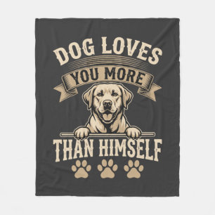 Dog Loves You More Than Himself Vintage Fleece Blanket