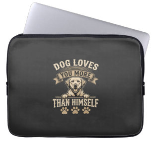 Dog Loves You More Than Himself Vintage Laptop Sleeve