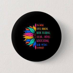 Dog Loving Coffee Drinking Book Reading Social Jus 6 Cm Round Badge