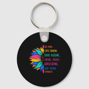 Dog Loving Coffee Drinking Book Reading Social Jus Key Ring