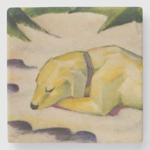 Dog Lying in the Snow (by Franz Marc) Stone Coaster
