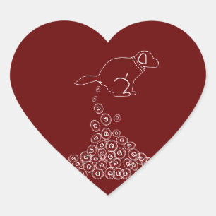 dog making dogecoins heart sticker