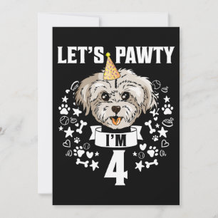 Dog Maltese Im 4 Maltese Dog 4th Birthday Invitation