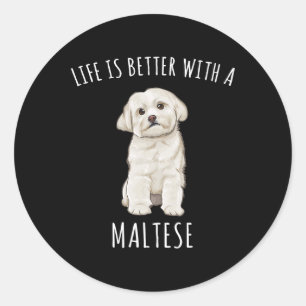 Dog Maltese Life Is Better With A Maltese Dog 8 Classic Round Sticker