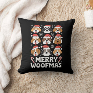 Dog Mama Christmas Merry Woofmas Dog Lover Cushion