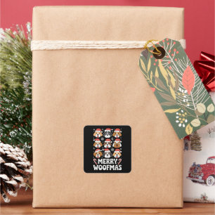 Dog Mama Christmas Merry Woofmas Dog Lover Square Sticker