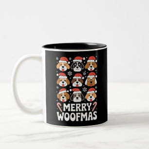 Dog Mama Christmas Merry Woofmas Dog Lover  Two-Tone Coffee Mug