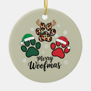Dog Mama Christmas Merry Woofmas Dog Lover Xmas Ceramic Tree Decoration