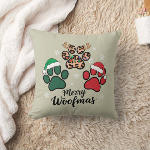 Dog Mama Christmas Merry Woofmas Dog Lover Xmas Cushion