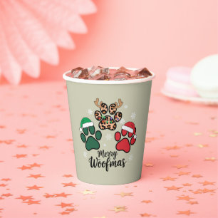 Dog Mama Christmas Merry Woofmas Dog Lover Xmas Paper Cups