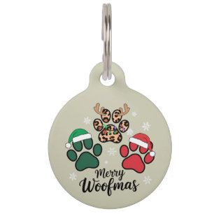 Dog Mama Christmas Merry Woofmas Dog Lover Xmas Pet Tag