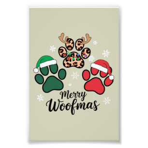 Dog Mama Christmas Merry Woofmas Dog Lover Xmas Photo Print