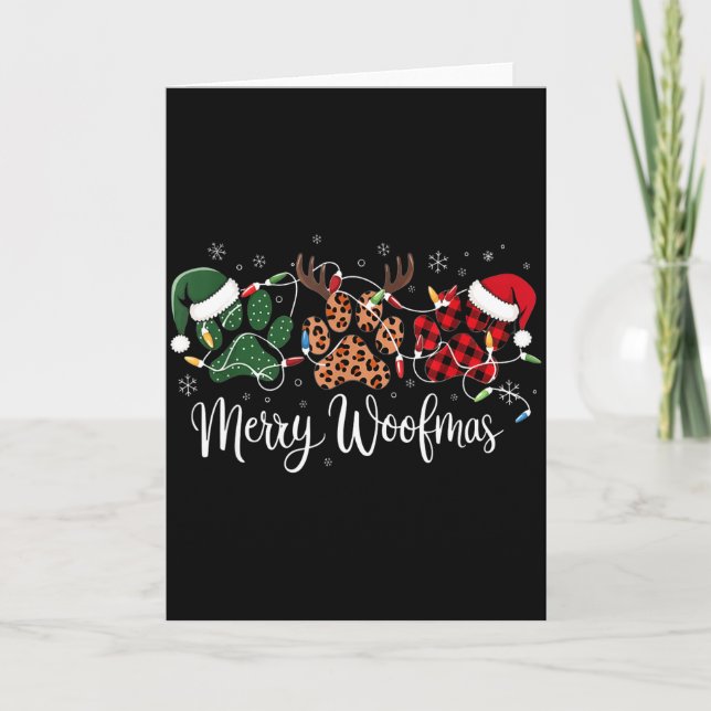 Dog Mama Merry Woofmas Christmas  Card (Front)