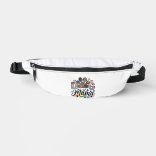 Dog Mama Paw Leopard Rainbow Watercolor Hearts_1 Bum Bags