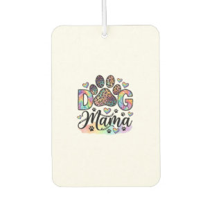 Dog Mama Paw Leopard Rainbow Watercolor Hearts_1 Car Air Freshener