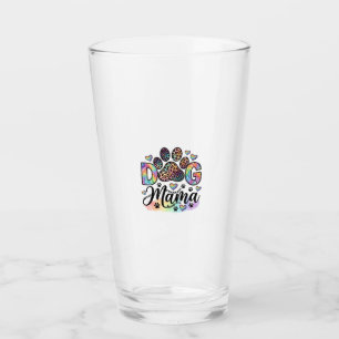 Dog Mama Paw Leopard Rainbow Watercolor Hearts_1 Glass