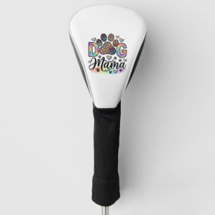 Dog Mama Paw Leopard Rainbow Watercolor Hearts_1 Golf Head Cover