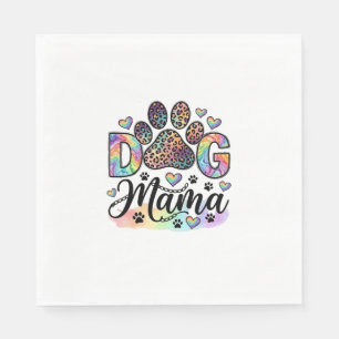 Dog Mama Paw Leopard Rainbow Watercolor Hearts_1 Napkin