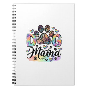 Dog Mama Paw Leopard Rainbow Watercolor Hearts_1 Notebook