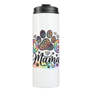 Dog Mama Paw Leopard Rainbow Watercolor Hearts_1 Thermal Tumbler