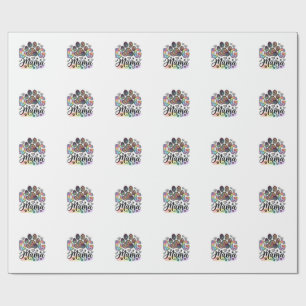 Dog Mama Paw Leopard Rainbow Watercolor Hearts_1 Wrapping Paper