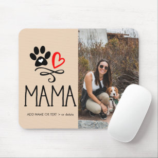 Dog Mama Paw red heart  Photo Mouse Pad