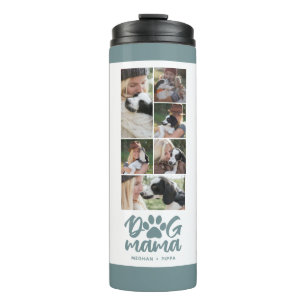 Dog Mama   Photo Grid Green  Thermal Tumbler