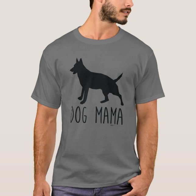 Dog Mama Silhouette Word Design T-Shirt (Front)