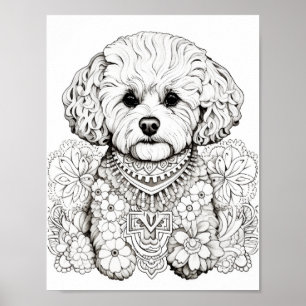 Dog Mandala Adult Colouring Poster