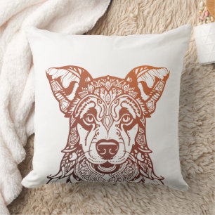 Dog Mandala Ornamental, Hand Drawn Dog Mandala Cushion