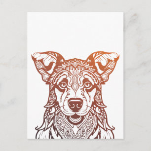 Dog Mandala Ornamental, Hand Drawn Dog Mandala Postcard