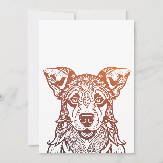 Dog Mandala Ornamental, Hand Drawn Dog Mandala Thank You Card (Front)