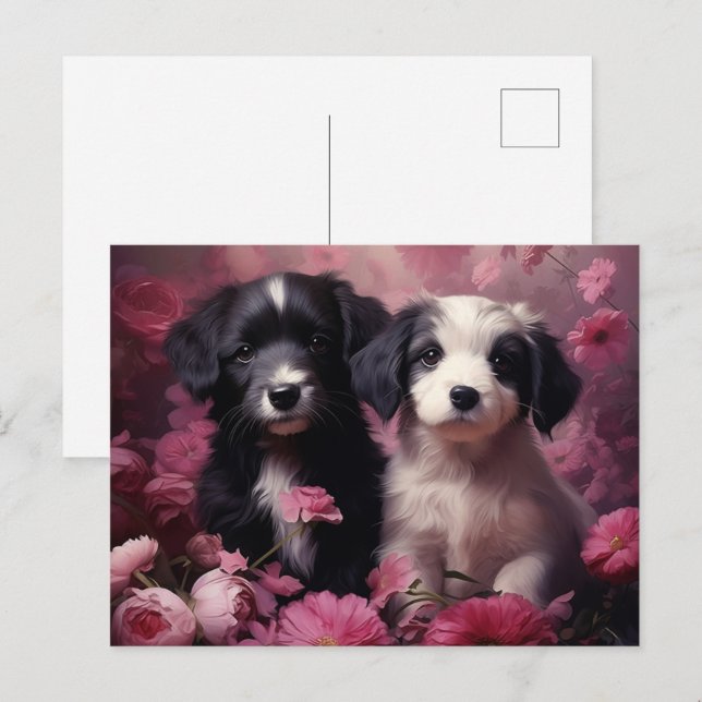 Dog Melodious Flower Postcard (Front/Back)
