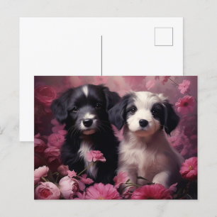 Dog Melodious Flower Postcard