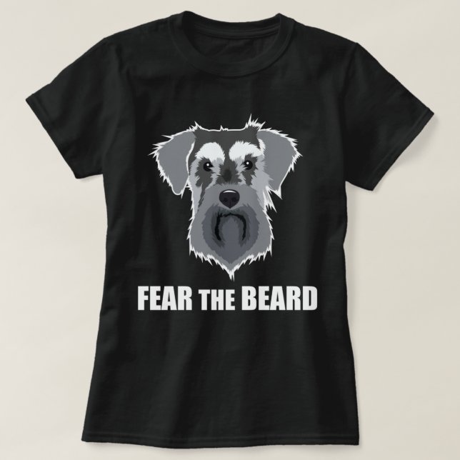 Dog Meme Fear the Beard Mini Schnauzer Long Sleeve T-Shirt (Design Front)