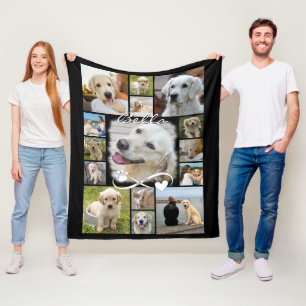 Dog Memorial 15 Photo Collage Sympathy Keepsake Fleece Blanket